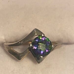 14k Gold Ring with mystic topaz